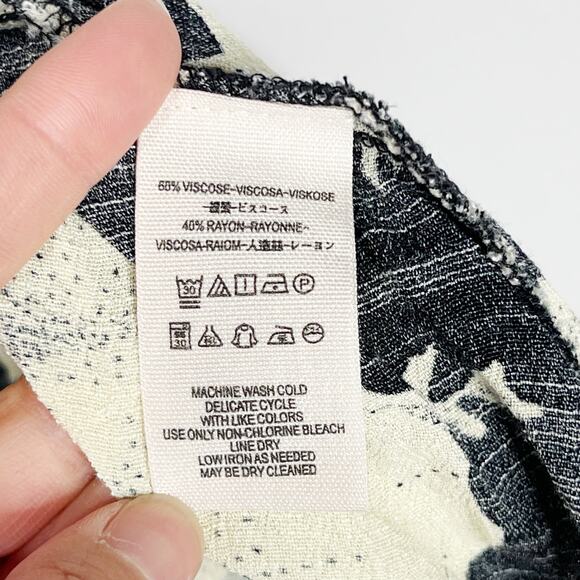 Free People XSmall XS Black Cream Floral French Quarter Printed Mini Dress Wrap - Picture 11 of 13